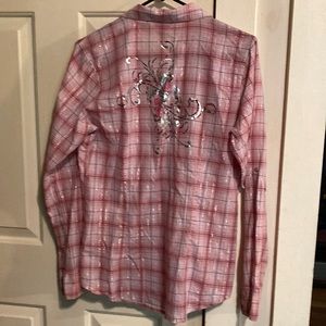 Wrangler pink cowgirl long sleeve size S